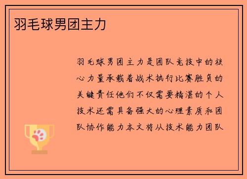 羽毛球男团主力